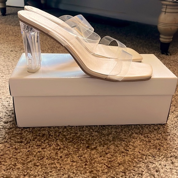 Nude clear chunky heel sandals - Picture 1 of 6